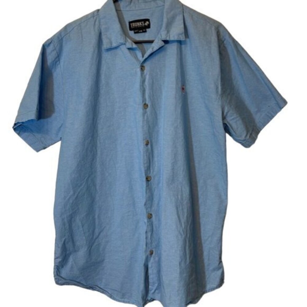 Men's Trunks Surf & Swim Co. Casual Button Down Blue Shirt Size Large GUC #7112